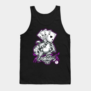 Cheshire Cat With Cards - Purple Outline Tank Top